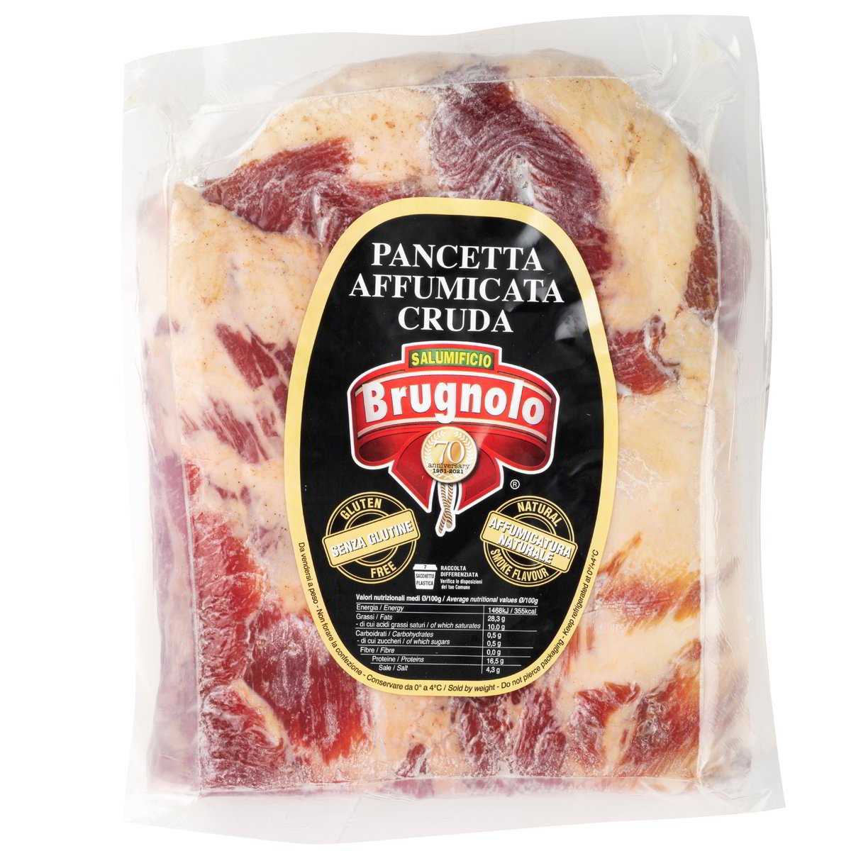 PANCETTA AFFUMICATA CRUDA kg 1,5 - Pacco da 3