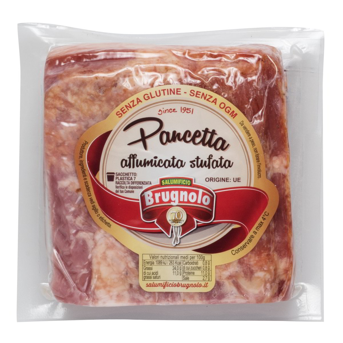 PANCETTA AFFUMICATA STUFATA A TRANCIO gr. 600 - Pacco da 6