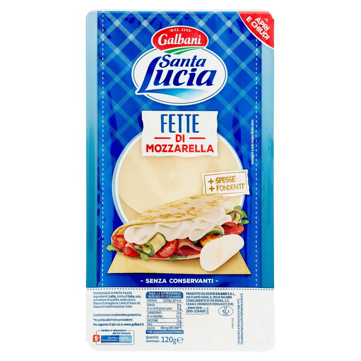 FETTE DI MOZZARELLA SANTA LUCIA GALBANI gr. 120 - Pacco singolo