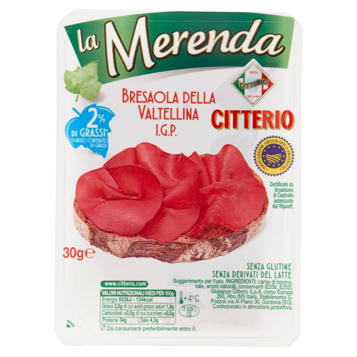 BRESAOLA DELLA VALTELLINA I.G.P. CITTERIO gr. 30 - Pacco singolo