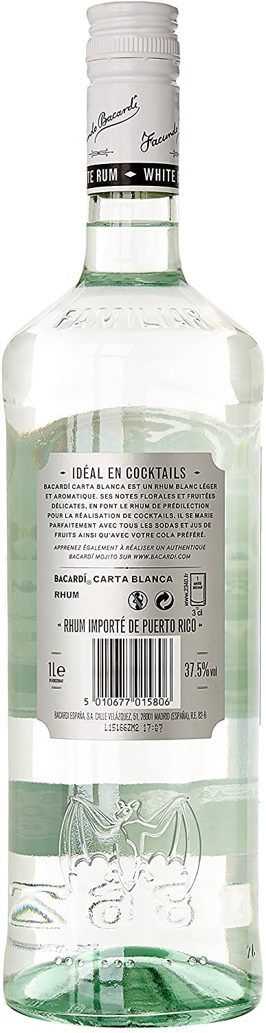 Bacardi Rhum Carta Blanca Ml.1000 - pacco da 6