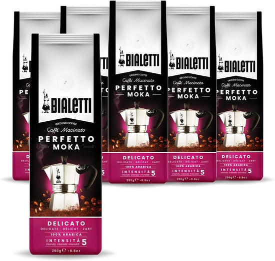 Bialetti Perfetto Moka Caffè Macinato, 1.5 Kg, Gusto Delicato - 6 x 250 g (Totale 1,5 KG)