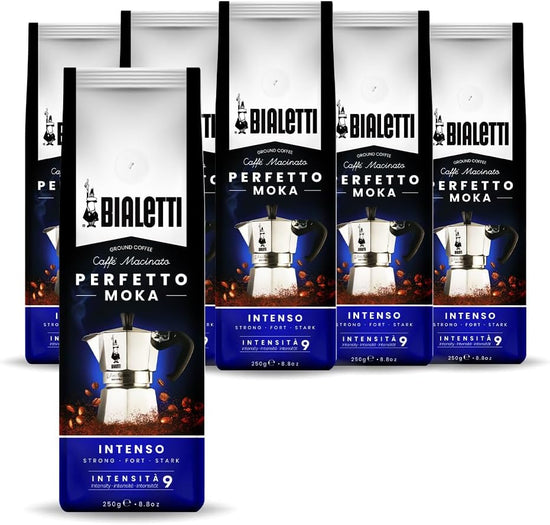 Bialetti Perfetto Moka Caffè Macinato, 1.5 Kg, Gusto Intenso - 6 x 250 g (Totale 1,5 KG)