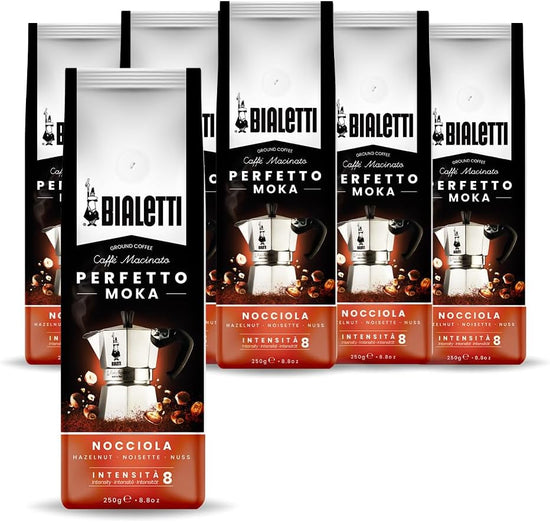 Bialetti Perfetto Moka Caffè Macinato, 1.5 Kg, Gusto Nocciola - 6 x 250 g (Totale 1,5 KG)