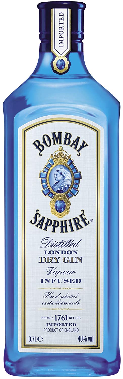 Bombay Sapphire London Dry Gin, Infuso con 10 Botaniche, 70 cl - pacco da 6