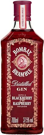 Bombay Bramble Premium Distilled Blackberry &amp; Rasberry Flavoured Gin, 100% aromi e colori naturali di more e lamponi appena raccolti, Vol. 37,5%, 70 cl / 700 ml - pacco da 6