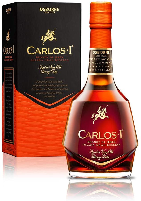 Carlos I Brandy De Jerez con Confezione Regalo, 700ml - Pacco singolo