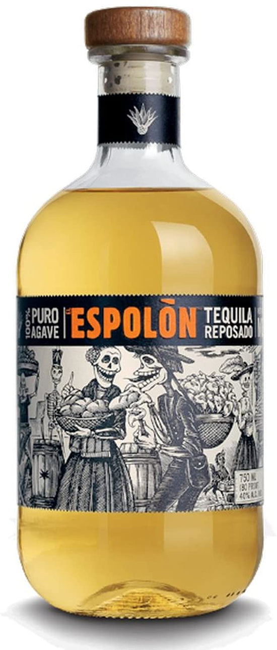 Espolon Reposado Tequila 100% Agave Messicana Invecchiata 6 Mesi, con Aromi Speziati di Caramello, Agave e Sentori di Cioccolato, 40% Vol, Bottiglia in Vetro da 70 cl - pacco da 4