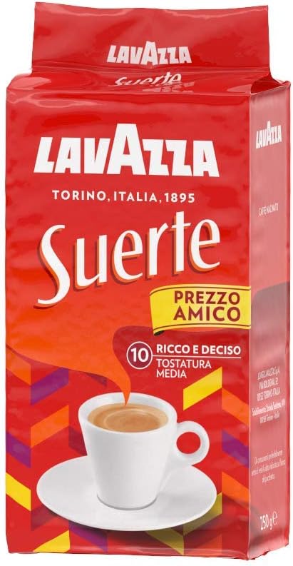 Lavazza Suerte Caffè Macinato Confezione da 5 x 250g