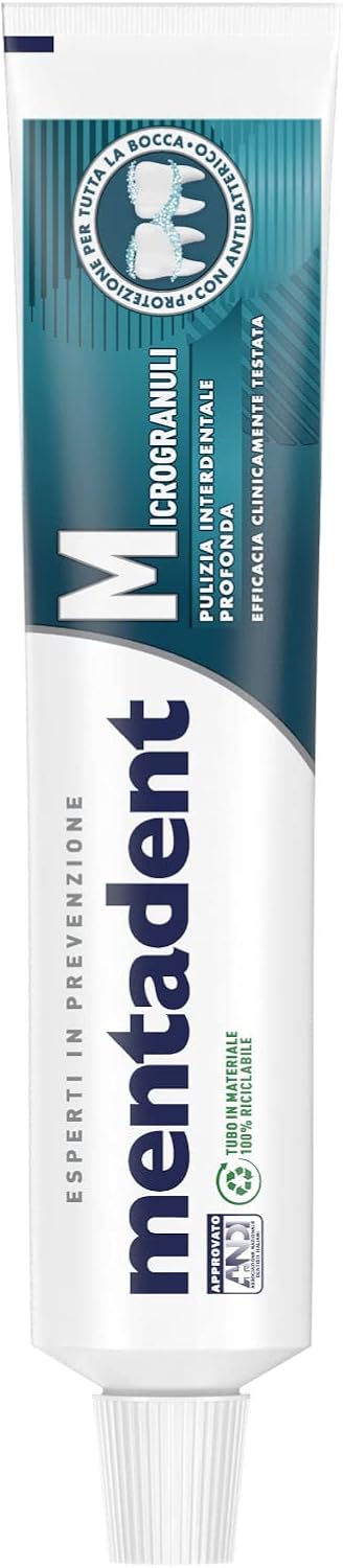 20 x Mentadent Microgranuli Dentifricio Pulizia Interdentale Profonda - 20 Flaconi da 75 ml ognuno