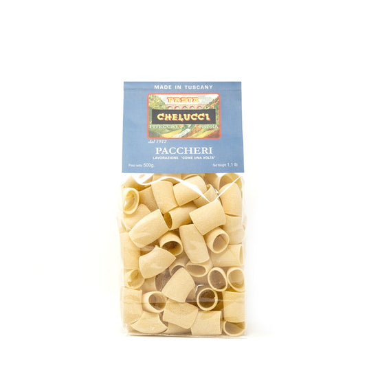 Paccheri trafilati a bronzo Chelucci - Pasta artigianale – Vero Grano Antico Senatore Cappelli - pacco da 12