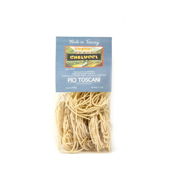 Pici Toscani trafilati a bronzo Chelucci - Pasta artigianale – Vero Grano Antico Senatore Cappelli - Pacco singolo