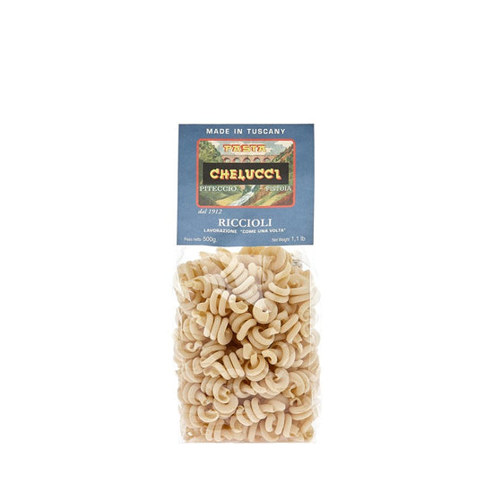 Riccioli pasta trafilata a bronzo Chelucci - Pasta artigianale – Vero Grano Antico Senatore Cappelli - Pacco singolo