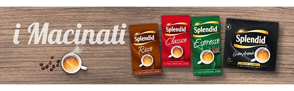 Splendid - Caffè Macinato Gusto Ricco - Miscela Caffè per Moka - 8 confezioni Bipack da 250 gr (Totale 4 Kg)
