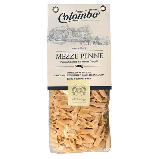 Mezze Penne Rigate Colombo - Pasta artigianale - Grano Senatore Cappelli - pacco da 12